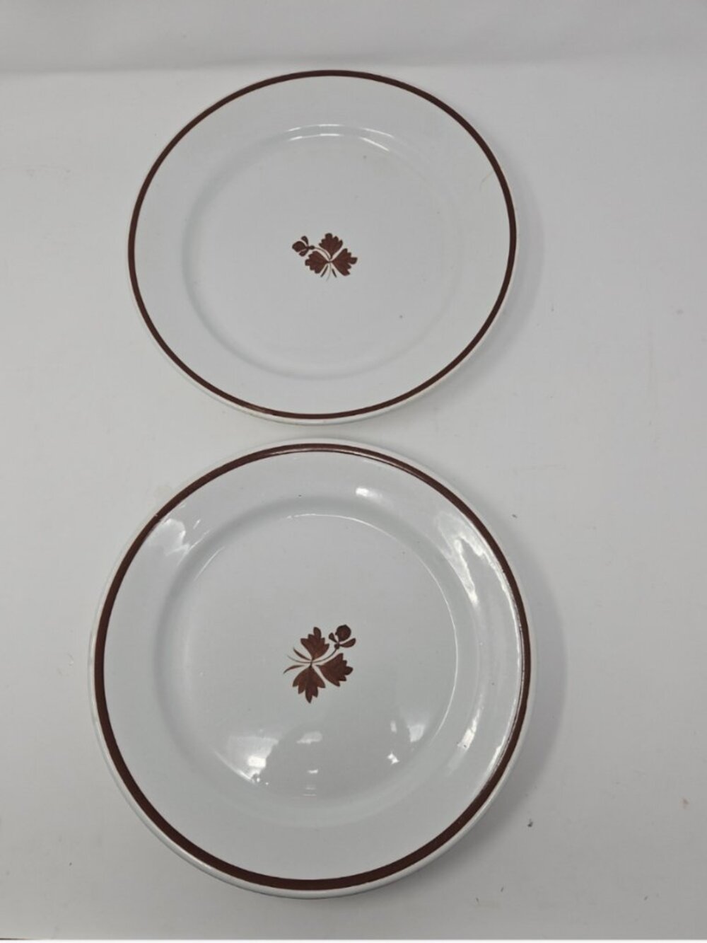 2 Antique Tea Leaf Chunky Ironstone Dinner Plates Wedgwood & Co England 9.5"